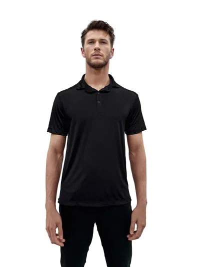 24seven Comfort Apparel Mens Wrinkle Resistant 3 Button Machine Washable Polo Shirt In Black