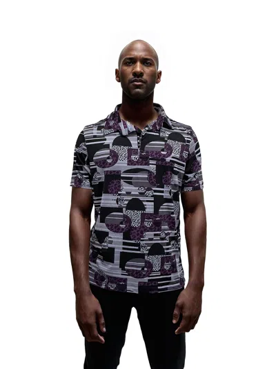 24seven Comfort Apparel Mens Wrinkle Resistant 3 Button Machine Washable Retro Purple Polo Shirt In Blue