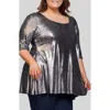 24seven Comfort Apparel Plus Size Scoop Neck Flared Tunic Top In Gray