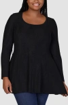 24seven Comfort Apparel Metallic Tunic Top In Black