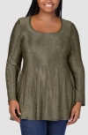 24seven Comfort Apparel Metallic Tunic Top In Gold