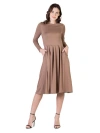24seven Comfort Apparel Midi Length Fit N Flare Pocket Dress In Neutral