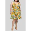 24seven Comfort Apparel Plus Size Sleeveless Pleated Knee Length Pocket Dress In Brown Multi
