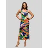 24seven Comfort Apparel Multicolor Razorback Tank Casual Maxi Dress In Multi