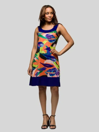 24SEVEN COMFORT APPAREL 24SEVEN COMFORT APPAREL MULTICOLOR SCOOP NECK SLEEVELESS KNEE LENGTH DRESS