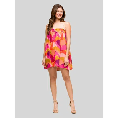 24seven Comfort Apparel Multicolor Square Neck Spaghetti Strap Smocked Pockets Mini Dress