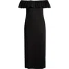 24seven Comfort Apparel Off The Shoulder Jersey Midi Dress In Black