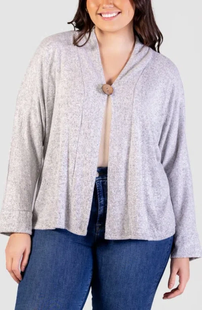 24seven Comfort Apparel One-button Cardigan In Grey