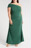 24seven Comfort Apparel One-shoulder Maxi Dress In Green