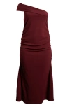 24seven Comfort Apparel One-shoulder Maxi Dress In Brick