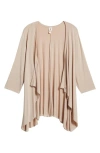 24seven Comfort Apparel Open Front Cardigan In Beige