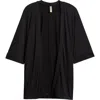 24seven Comfort Apparel Open Front Elbow Length Sleeve Plus Size Cardigan In Black