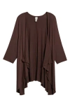 24seven Comfort Apparel Maternity Elbow Length Sleeve Open Cardigan In Brown