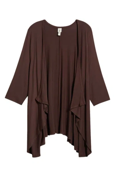 24seven Comfort Apparel Open Front Cardigan In Brown