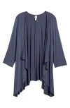 24seven Comfort Apparel Open Front Cardigan In Charcoal