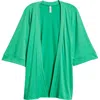 24seven Comfort Apparel Open Front Elbow Length Sleeve Maternity Cardigan In Grass
