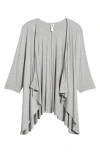 24seven Comfort Apparel Open Front Cardigan In Heather Grey