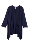 24seven Comfort Apparel Open Front Cardigan In Navy