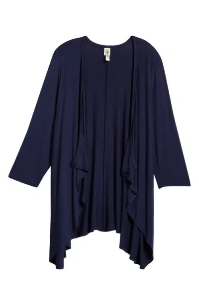 24seven Comfort Apparel Open Front Cardigan In Navy