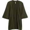 24seven Comfort Apparel Open Front Cardigan In Olive