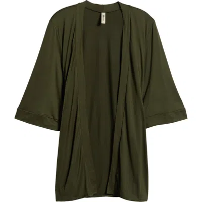 24seven Comfort Apparel Open Front Cardigan In Olive
