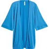 24seven Comfort Apparel Open Front Cardigan In Turquoise