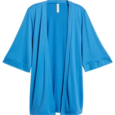 24seven Comfort Apparel Open Front Cardigan In Turquoise
