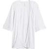24seven Comfort Apparel Open Front Elbow Length Sleeve Maternity Cardigan In White