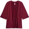 24seven Comfort Apparel Open Front Cardigan In Wine