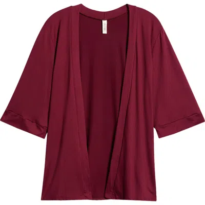 24seven Comfort Apparel Open Front Cardigan In Wine