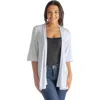 24seven Comfort Apparel Open Front Elbow Length Sleeve Maternity Cardigan In White