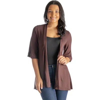 24seven Comfort Apparel Open Front Elbow Length Sleeve Cardigan