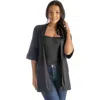 24seven Comfort Apparel Open Front Elbow Length Sleeve Cardigan