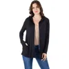 24seven Comfort Apparel Open Front Lightweight Hooded Cardigan In Black