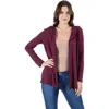 24seven Comfort Apparel Open Front Lightweight Hooded Cardigan In Burgundy
