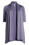 24seven Comfort Apparel Open Front Long Cardigan In Mauve