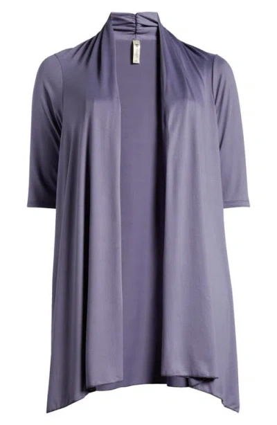 24seven Comfort Apparel Open Front Long Cardigan In Mauve