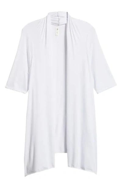 24seven Comfort Apparel Open Front Long Cardigan In White