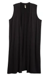 24seven Comfort Apparel Open Front Long Vest In Black