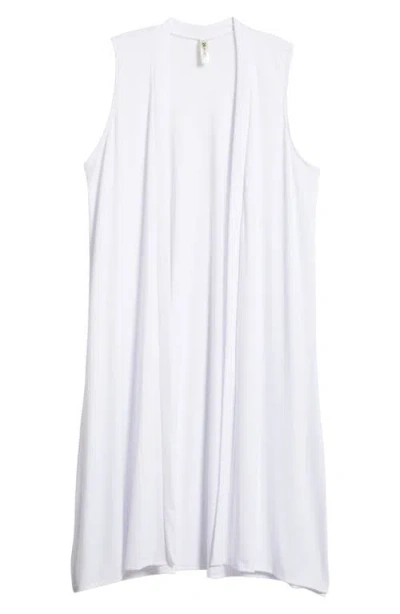 24seven Comfort Apparel Open Front Long Vest In White