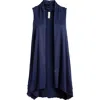 24seven Comfort Apparel Plus Size Asymmetric Open Front Cardigan Sweater In Navy
