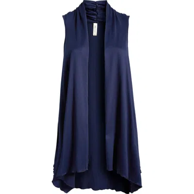 24seven Comfort Apparel Open Front Sidetail Stretch Vest In Navy