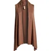 24seven Comfort Apparel Open Front Sidetail Stretch Vest In Nude