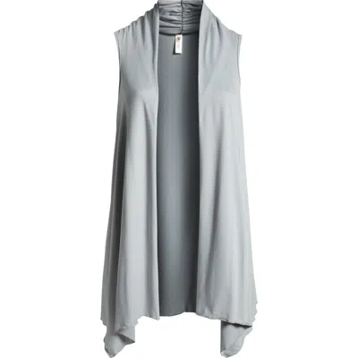 24seven Comfort Apparel Open Front Sidetail Stretch Vest In Slate