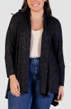 24seven Comfort Apparel Women's Open Front Long Sleeve High Low Cozy Cardigan In Black