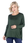 24seven Comfort Apparel Oversized Long Sleeve Maternity Dolman Top In Animal Print