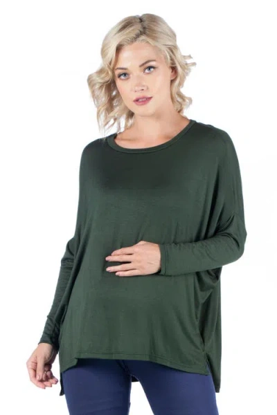 24seven Comfort Apparel Oversized Long Sleeve Maternity Dolman Top In Animal Print