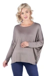 24seven Comfort Apparel Oversized Long Sleeve Maternity Dolman Top In Blue