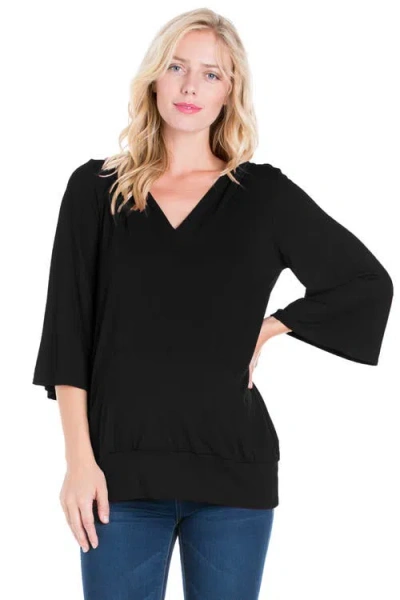 24seven Comfort Apparel Oversized Maternity Fashion Hoodie Top In Black