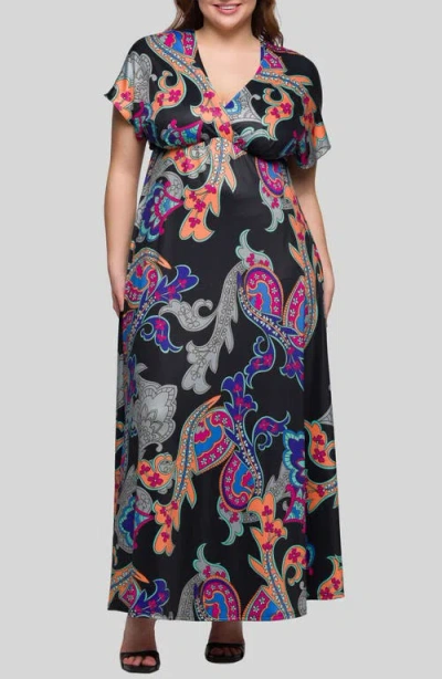 24SEVEN COMFORT APPAREL 24SEVEN COMFORT APPAREL PAISLEY KNIT MAXI DRESS